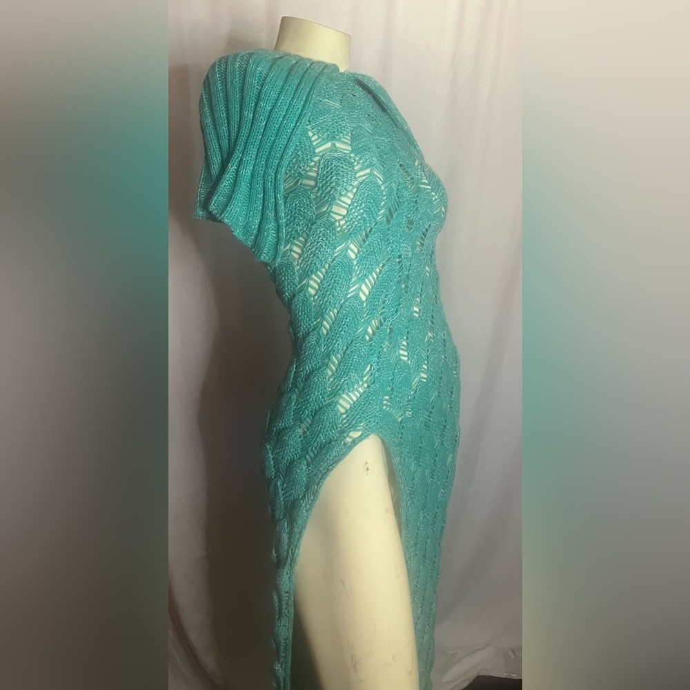 Mermaid sweater dress size small stretch teal green